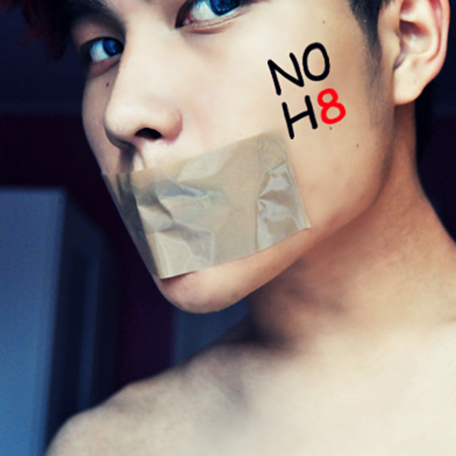 George Gurung - I live in London, so it wasn't possible for me to get an open photoshoot because of where I live. So that's why this is my NOH8 Photo.