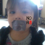 lisette riera - My daughter, Savannah, put a piece of duct tape on her mouth after seeing a noh8 photo and I thought she'd b perfect to show that children are always accepting of everyone and don't discriminate and so should we adults be~ 