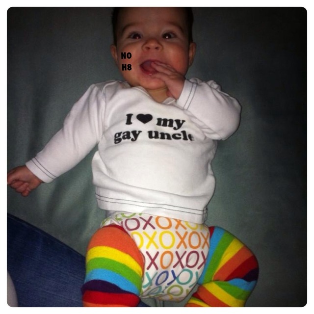 Laura Petersen - I couldn't get my baby girl to sit still for me to put no h8 on her cheek - so that's photoshopped, but this shirt is a hand-me-down from her big brother. #gener8tionNoH8