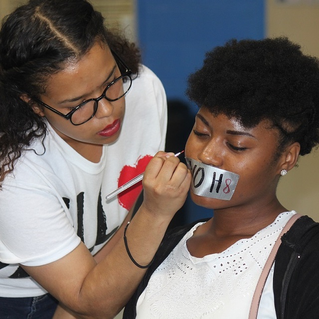 Trevor  Periard  - Muhlenberg Job Corps Center:  On June 24, 2015, the S.A.V.E. Club (Students Against Violence Everywhere) chose to participate in the All Love, NOH8 campaign to stand against discrimination and bullying.
