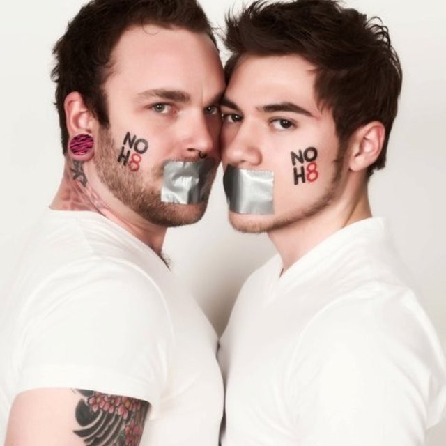 Christopher Larson - This photo was taken by Richard Yates in Minneapolis, MN.  I collaborated with him on this project and purchased the NOH8 tattoo from the NOH8 Campaign website.