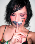 Kelsey Kauffman - The NOH8 campaign is a helping hand in my life. Not only for me personally, but for my work as a Gay Right's Activist. I'm a former bulimic and I'm engaged to a black man. I get called some nasty names from time to time... But, I just put up my peace sign and don't retaliate. The NOH8 campaign has taught me that hateful words are just that hateful and hurtful. 