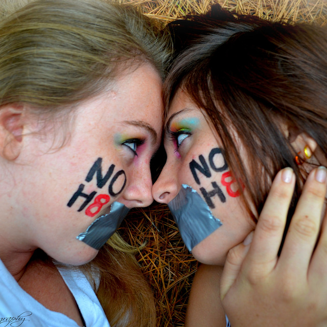 kaitlin watkins - My friends and I are supporting noh8 in my school. This is just one of many photos in the series that will be made into posters and displayed in the hallways of Maui High School.