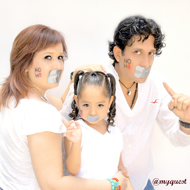 Eduardo Oliva - Our family picture supporting NOH8 campaign. We will encourage our friends to do so.
Our family is based on Human Values, the first of them is freedom in any area.