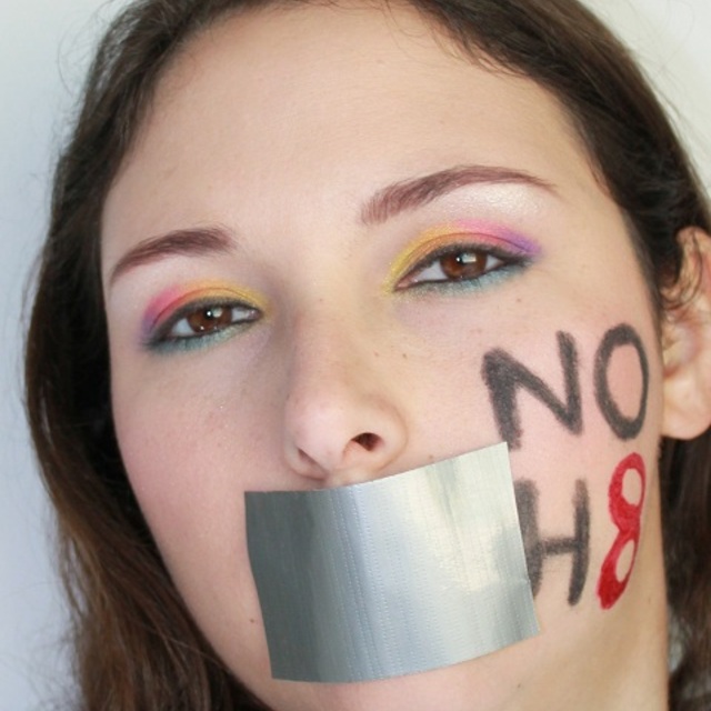 Tina Zabriskie - My Noh8 look for Dark Heart Designs with rainbow eye shadow.