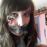 GlamHugsFTW - I didn't have any solid grey duct tape or face paint so I edited some things on Picnik and made the duct tape grey and "painted" the NOH8 symbol on.